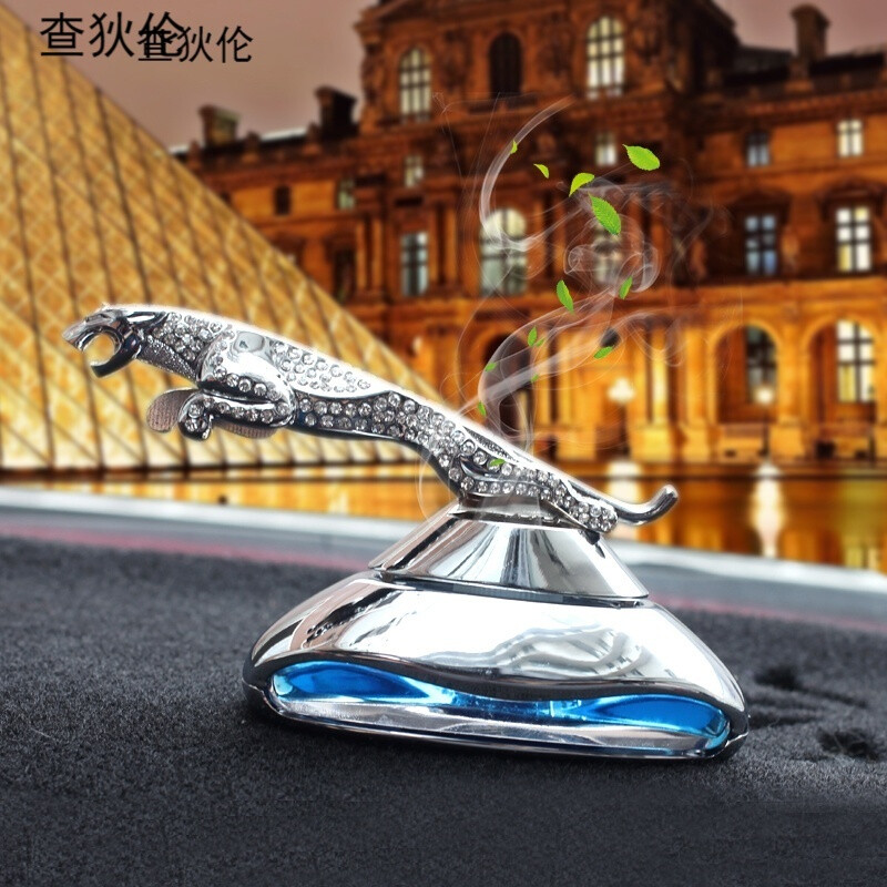 汽車擺件 香水座車載香水?dāng)[件金屬水晶金錢豹子 車內(nèi)飾品 捷豹路虎寶馬奧迪奔馳凱迪拉克保時(shí)捷擺件 金色豹子(金屬材質(zhì))